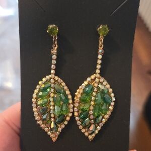 Elegant Green Leaf Drop Earrings